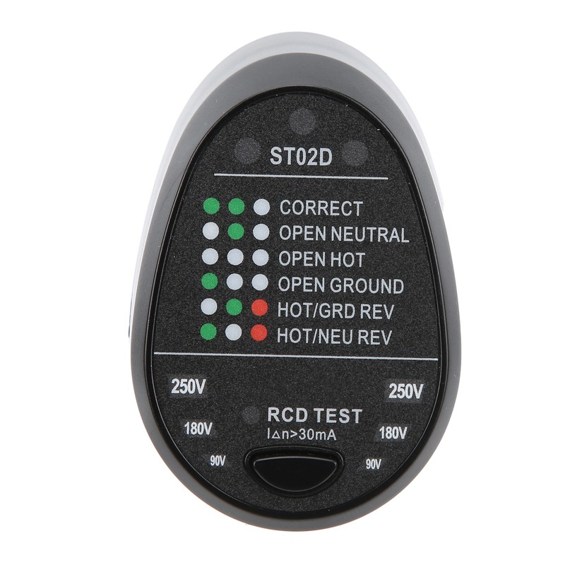 ST02D Electric Socket Tester Circuit Polarity Detector Mains Fault Checker