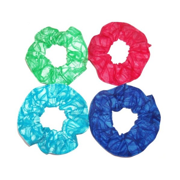 Blenders Print Fabric Hair Scrunchies Set of 4 Ponytail Holders