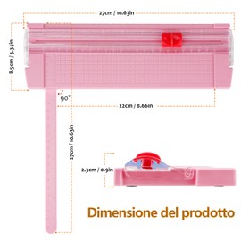Mini Taglierina per Carta,Tagliacarte a Ghigliottina A4 A5 con Protezione Automatica di Sicurezza per Etichette di Carta, Carta Artigianale e Foto (Pink)
