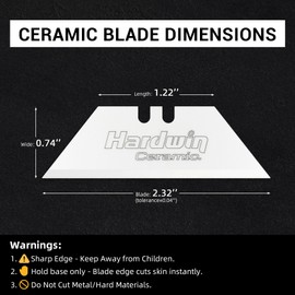 HARDWIN Premium Zirconia Ceramic Utility Knife Blades - 5Pack Replacement Blades, Rustproof & Long-Lasting for Craft Projects, Precision Box Cutting & Universal Utility Knives