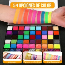 Kit Maquillaje 54 Colores Pintura Facial Base Agua Para Pint                                                                                          