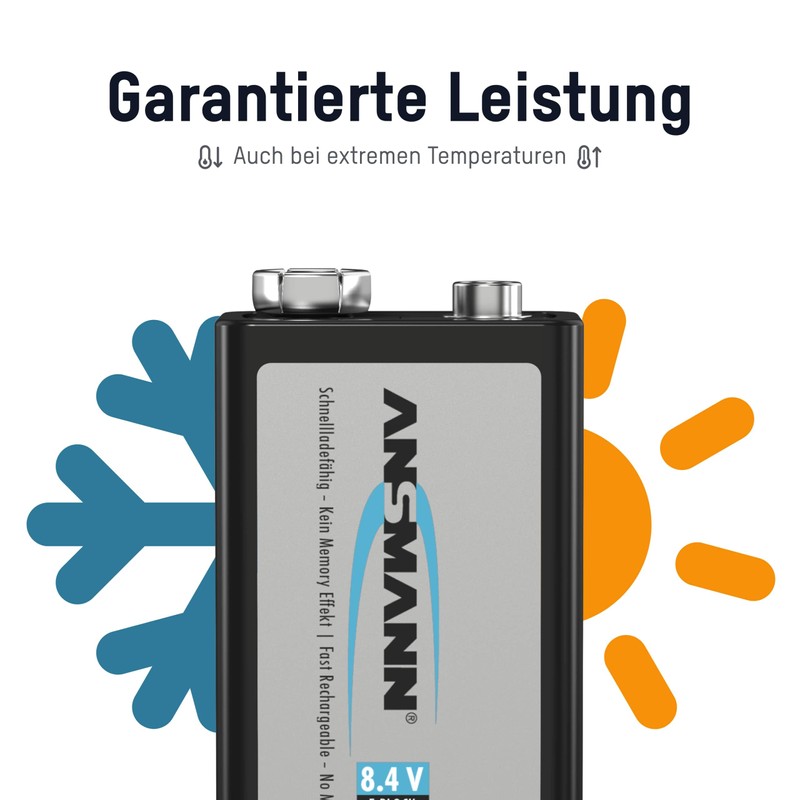 Ansmann 9V 300 mah Rechargeable Batteries