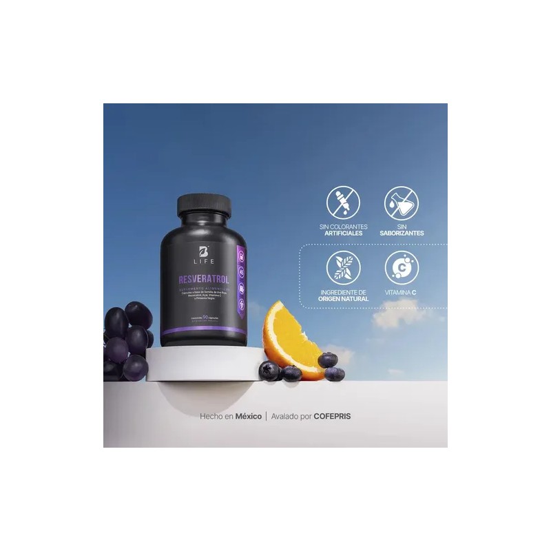 Resveratrol De 90 Cáps Con Semilla De Uva Roja Acai.