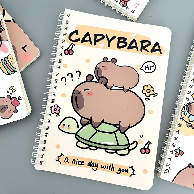Capybara Spiral Notebooks, 4 Packs 5.5" x 8.3" A5 Wirebound