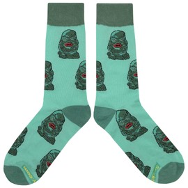 SockFly Black Lagoon Creature Dress Socks Funny Novelty Crazy Fun Design Men Size 8-12 Cotton Casual Crew Colorful Funky Fancy Socks Gift for Men