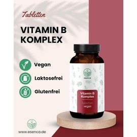 Vitamin B Komplex hochdosiert - 365 Tabletten - alle 8 B-Vitamine (B1, B2, B3, B5, B6, B7, B9, B12) + Vitamin C - Vegan - aus Deutschland