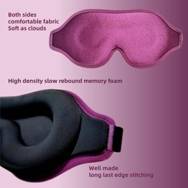 3D Sleep Mask, Contoured Blackout Eye Cover with Adjustable Strap, Soft Comfy Ice Silk Lycra Material (Black)
