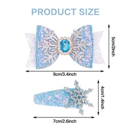 4PCS Snowflake Hair Clips,Blue White Christmas Hair Accessories Winter Wedding Party Decoration,Hair Bows for Women,Glitter Snowflake Barrettes Festive Snowflake Hairpins for Gifts