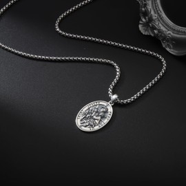 DOTBJ 925 Sterling Silver Saint Joseph Pendant Necklace, Catholic Patron St Joseph Medal Gift for Men Women with Strong Stainless Steel 22+2 inches Rolo Chain.…