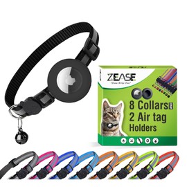 Pack of 10 Airtag Cat Collar Holder Breakaway, 8 Colors Cat Collar Reflective with Bells & 2 Waterproof Airtag Holder for Cat Collar, Adjustable 6 inch to 13 inches