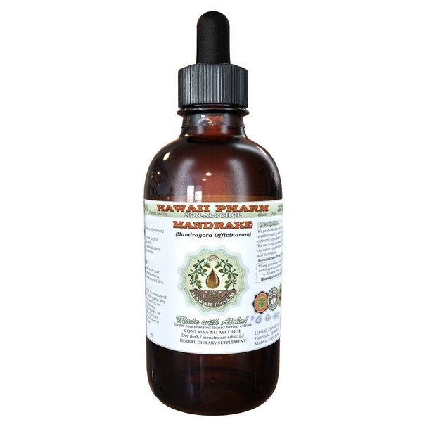 Hawaii Pharm Mandrake Alcohol-Free Liquid Extract, Mandrake (Mandragora Officinarum) Dried Root Glycerite Natural Herbal Supplement, USA 2 oz