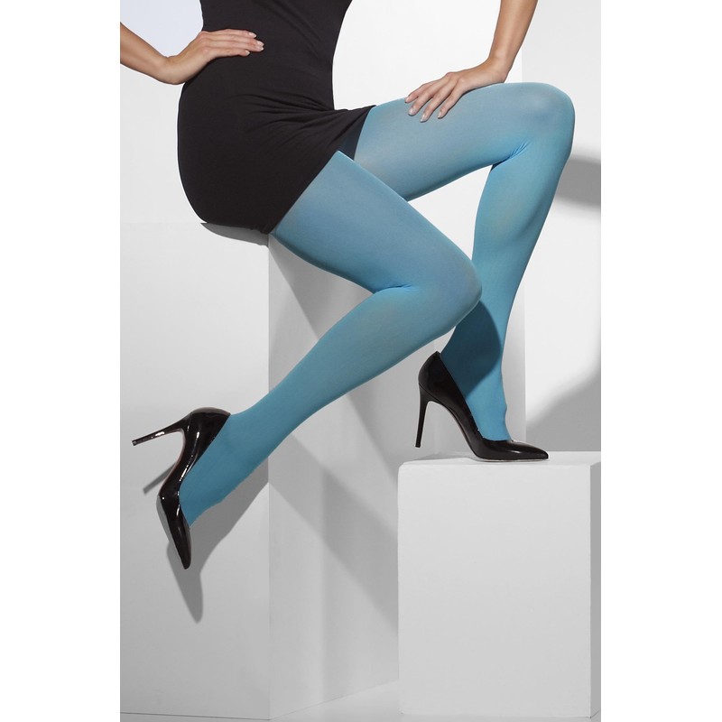 Smiffys Opaque Tights, Blue , Fever Hosiery Fancy Dress, Fever