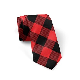 JUDIAN Men's Neckties Tie Fashion Tie Print,Novelty Neck Ties for Every Outfit, Christmas Red Black Plaid, Medium
