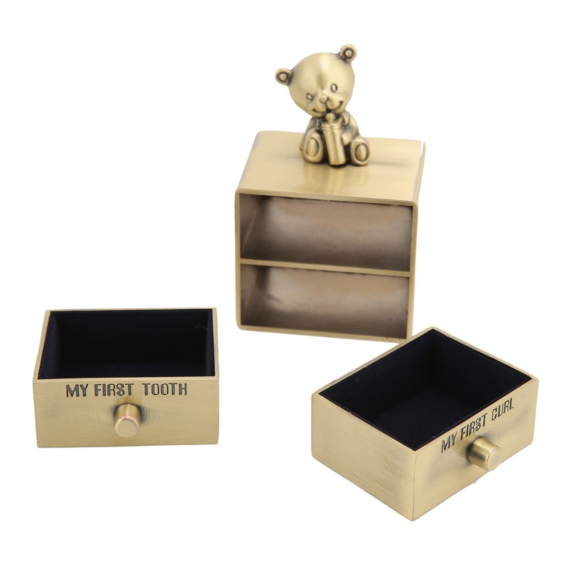 Tooth Box Metal Cute BearShape Storage Case with 2 Drawers