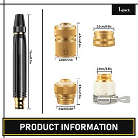 Yitexin Gartenschlauchdüse mit 3 verstellbaren Mustern & 4 Anschlüssen, Metall-Hochdruck-Schlauchtülle strapazierfähig, Outdoor-Wasserschlauch-Sprühdüsen-Werkzeuge für Auto-Pflanze, Hundewäsche (5,