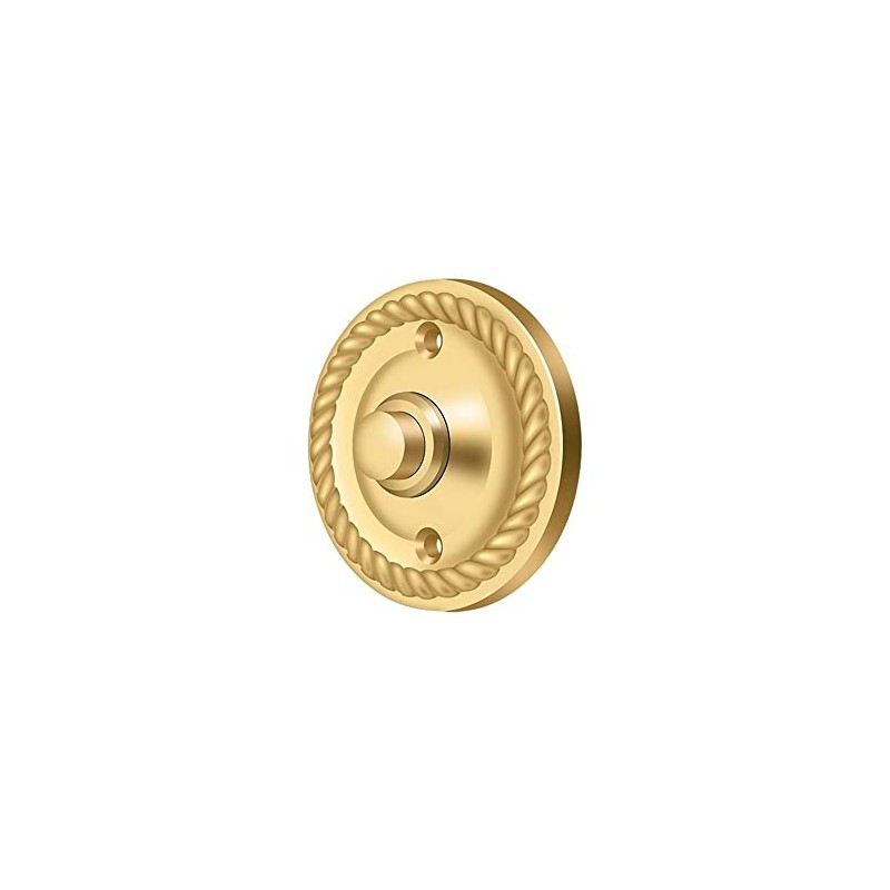 Deltana Bbrr213cr003 Round Rope Door Bell Button, Pvd Polished Brass,