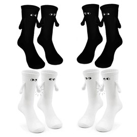 4 Packs Holding Hands Socks,​Funny Socks,Magnetic Suction Doll Couple Socks Christmas Stockings Novelty Funny Women Men Gag Gifts Silly Socks Gifts for Boyfriend Family Friends Christmas gift