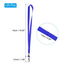 PATIKIL 17" Neck Lanyards, 20 Pack 0.6" Width Flat Strap Lanyard with Swivel Hook Clip for Name Tag Badges Holder ID Card Keys, Blue
