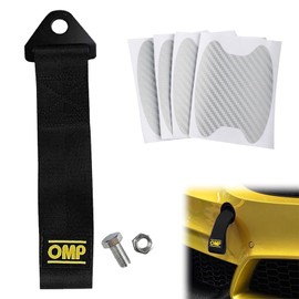 Tow Rope for Racing Car Tow Loop Nylon Trailer Tow Ropes Tow Loop Universal Pull Rope Racing Car Trailer Rope with Car Door Handle Paint Protection Film (Black)