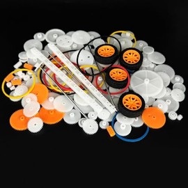 Kit de engranajes de plástico de 150 piezas, rueda de juguete con ejes de eje, banda de goma, engranaje pequeño para motor, automóvil, camión, helicóp