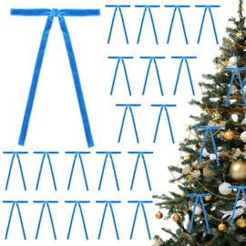 TONIFUL 36 Pack Blue Velvet Bows for Christmas Tree Decor, 5x7 Inch Bows for Gift Wrapping, Treat Bags, Wreaths, Crafts, Cards, Bouquet,Cakes Decor Valentine Christmas Party Supplies(3/8" Width
