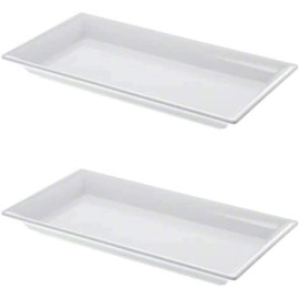 American Metalcraft MEL19 Endurance Melamine Rectangular Platter, 14.25" x 7.5", White (Two Pack)