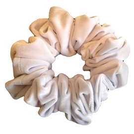 White Velvet Hair Scrunchy-Full - Made in the USA