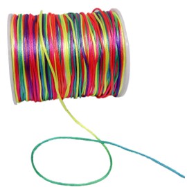 Fbshicung Satin Nylon Trim Cord, 263Feet 1.5mm Rattail Beading String Cord for Arts and Crafts, Macrame Bracelets, Necklaces,DIY, Jewelry Making(Rainbow)