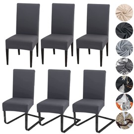 Meision Chair Covers, Set of 4 or 6 Stretch Chair Covers, Removable, Washable, Spandex Chair Cover, Stretch Universal Chair Cover for Hotel, Ceremony, Banquet, Restaurant, Home (Set of 6, Anthracite)