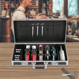 XUFOPLY Barber Carrying Case, Hair Clipper Case Barber Tool Bag Portable Barber Travel Carrying Case with Shoulder Strap & Secure Lock for Hair Stylist Pet Groomer (Sliver)