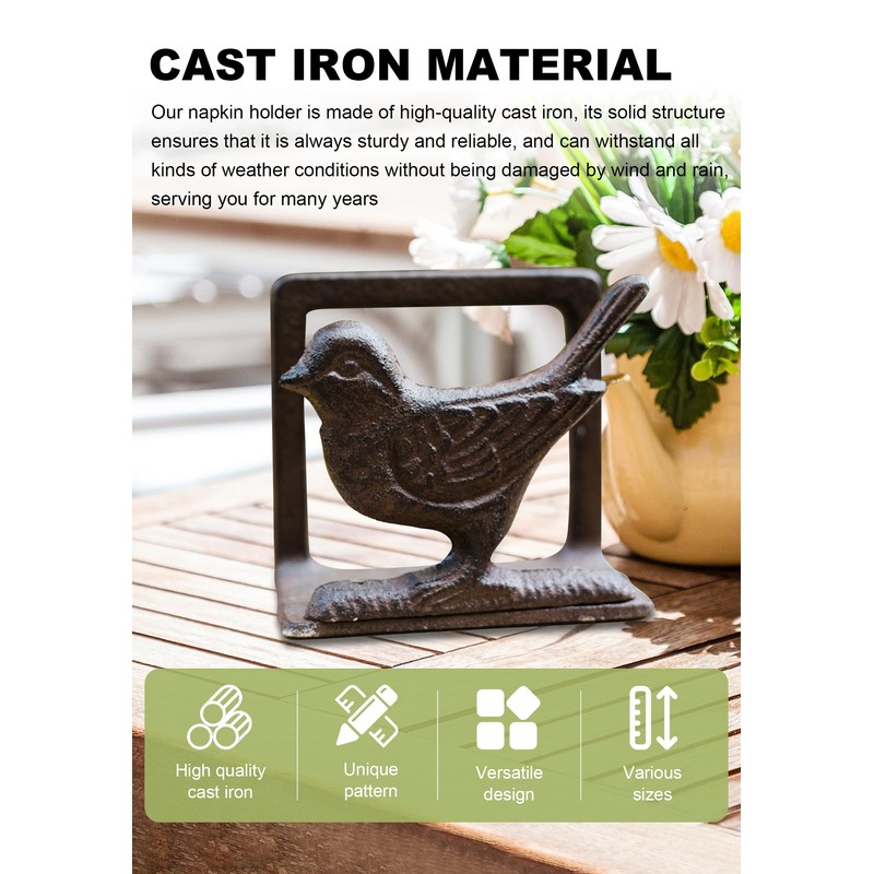Zestify Exquisite Vintage Cast Iron Napkin Holder With Playful Standing
