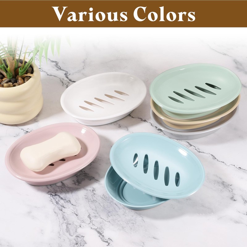 sourcing map Soap Container, 1Pcs 15.5x11cm Plastic Soap Dish with