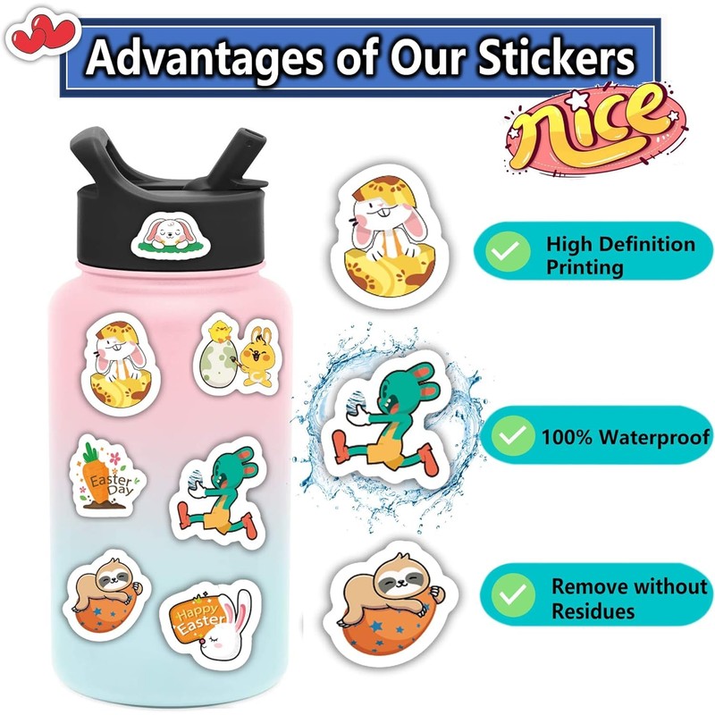 Easter Stickers, 100 Pieces Easter Egg Stickers, Children's Easter Stickers,