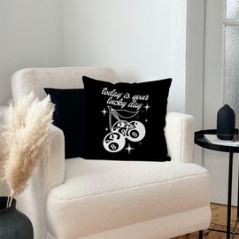 IWXYI Lucky Cherry Pillow Covers - 8 Ball Pillow Covers 18x18, Trendy Cherry Throw Pillow Covers for Couch Bed Bedroom Dorm Kids