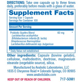 Advanced Digestive Probiotics for Women & Men - 4 in 1 Quadbiotic for Women & Men with Lactobacillus and Bifidobacterium Probiotics for Digestive Health Bloating and Constipation - 100 Servings