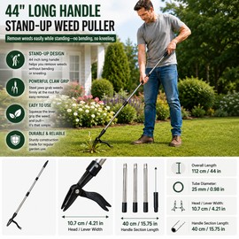 Stand Up Weed Puller for Garden Weeding – 44-Inch Adjustable 4-Claw Design for Lawn, Yard and Garden Care