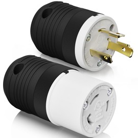 AIDA NEMA L6-30P & NEMA L6-30R Locking Plug and Connector, Twist Generator Male and Female Adapter, 30 Amp, 250Volt, 2-Pole 3-Wire Grounding, Industrial-Strength Heavy Duty, UL Listed