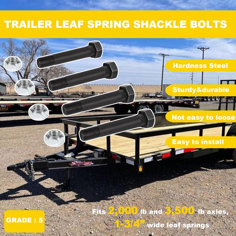 9/16"-18 X 3 Long Trailer Leaf Spring Shackle Bolts (Grade
