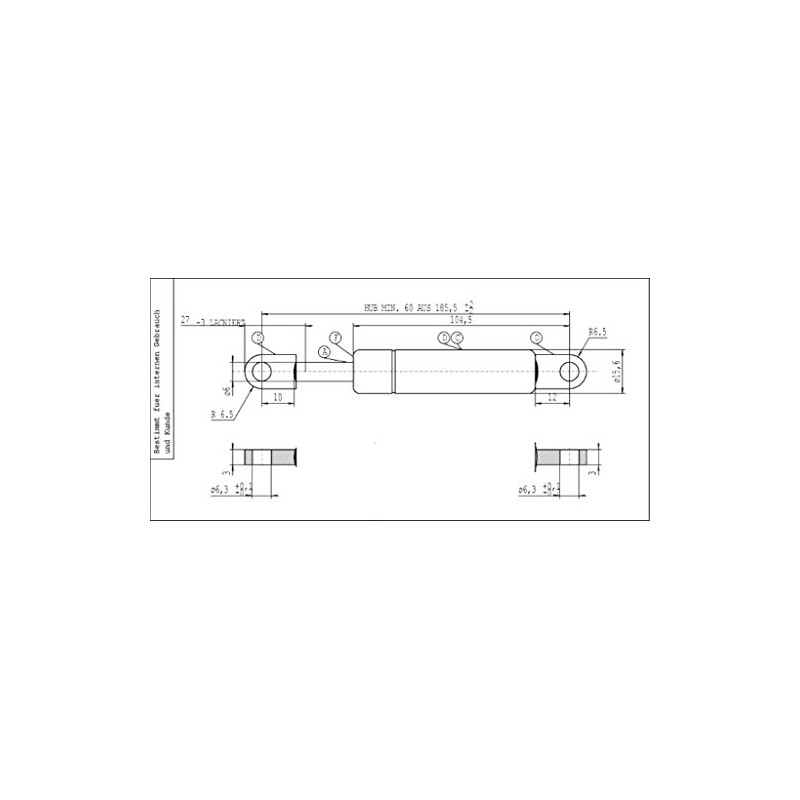 Stabilus Gas Spring Lift-O-Mat 300 N Compressive Force, 8602TY Grey
