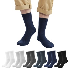 CooTooLa Men's Crew Business Socks Cotton Men's Socks Summer Socks Breathable 43-46, Black, olive green, khaki, dark grey, white, 43 - 46