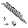 13PC 1/4 Shallow CRV Sockets Chrome Vanadium on Rail SS093