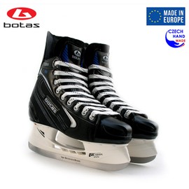 Botas - Yukon 381 - Men's Ice Hockey Skates | Made in Europe (Czech Republic) | Color: Black with Silver, Size Adult 4.5
