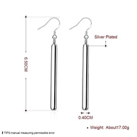 Minimalist 925 Sterling Silver Plated Long Bar Dangle Drop Earrings for Women Elegant Hook Dangling Hypoallergenic Fashion Simple Geometric Jewelry for Birthday Bff Mom