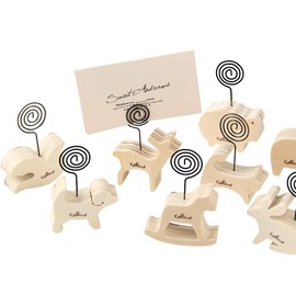 moin moin 2406mh0 Memo Clip Memo Holder Memo Stand Wood Animal Random 5 Piece Set / 2-Way Tabletop Decoration Photo Frame Card Holder Place Card Stand Animal Decor Cat Dog Wooden Horse Elephant Rabbit