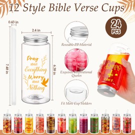 72 Pcs Christian Gifts Bulk, 13.5 oz Bible Verse Cups with Lids Straws Religious Notebooks Scripture Ballpoint Pens Church Gifts for Women Men Volunteer Team Staff Christian Party Favors (Bible)