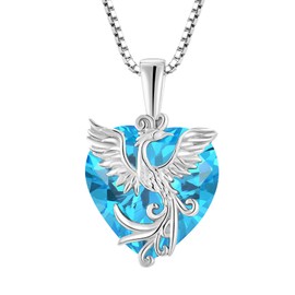 Starnny Heart Birthstone Chain Silver Women's 925 Infinity Necklace with 5A Cubic Zirconia for Women Mother Girlfriend Mum, Sterling Silver White Gold, Cubic Zirconia