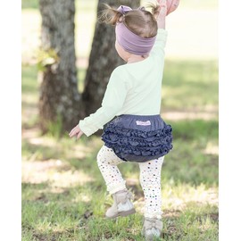 RuffleButts® - Bloomer de punto para bebés y niñas pequeñas, Vaquero de imitación, 3-6 Meses