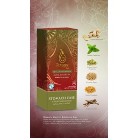 Térapy Ceylon Organic Tea Bags - Stomach Ease Herbal Tea Bags - Soothes Stomach & Supports Healthy Digestion | Includes Licorice Root, Ginger Root, Peppermint, Cardomomm 18 Count Tea Bags, 1.26oz(36g)