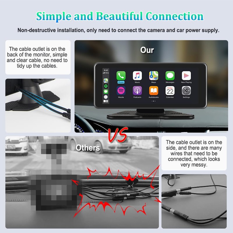 VSYSTO Car Stereo Wireless Carplay and Android Auto, 10.26" Touchscreen