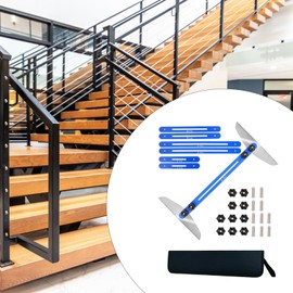 F Fityle Stair Tread Template Tool, Stair Tread Measuring Tool, Heavy Duty Stair Tread Measuring Tool for Cabinets, Risers, Stair Treads, Blue